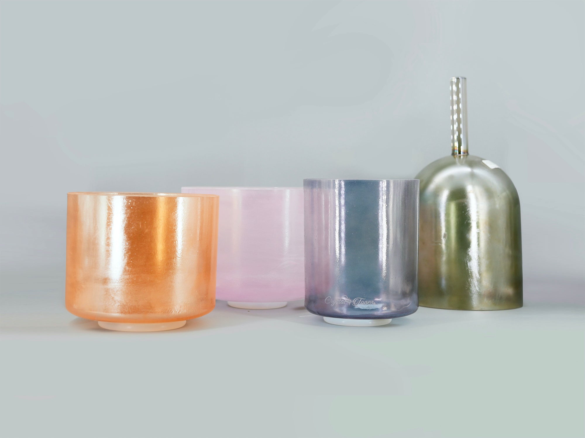 Crystal Waters 4 bowl harmonised set of Alchemy Crystal Tones Quartz Singing Bowl