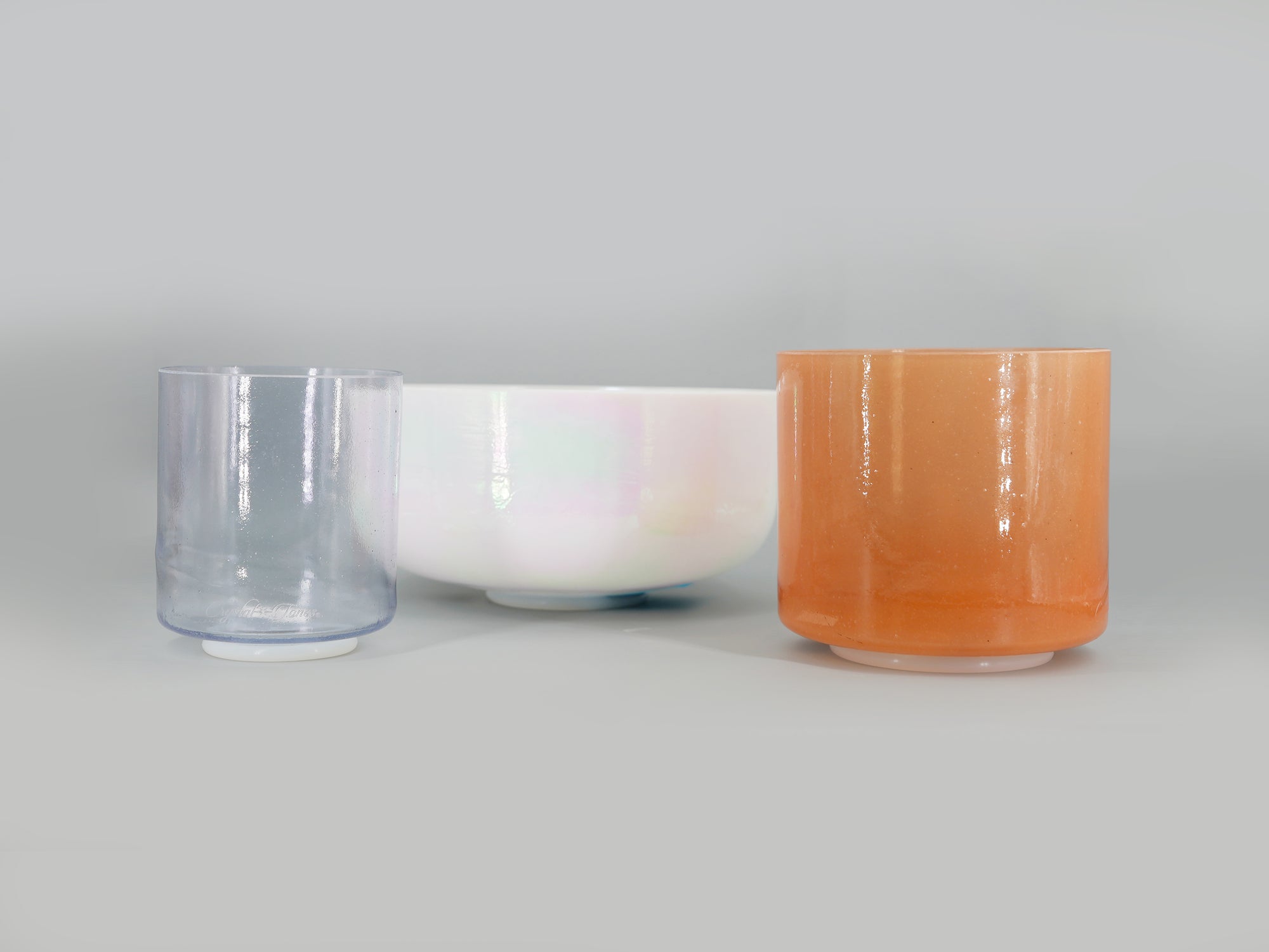 Dream Manifest 3 bowl harmonised set of Alchemy Crystal Tones Quartz Singing Bowls
