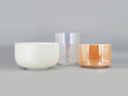 Load image into Gallery viewer, Sacred Sunrise 3 bowl harmonised set of Alchemy Crystal Tones Quartz Singing Bowls
