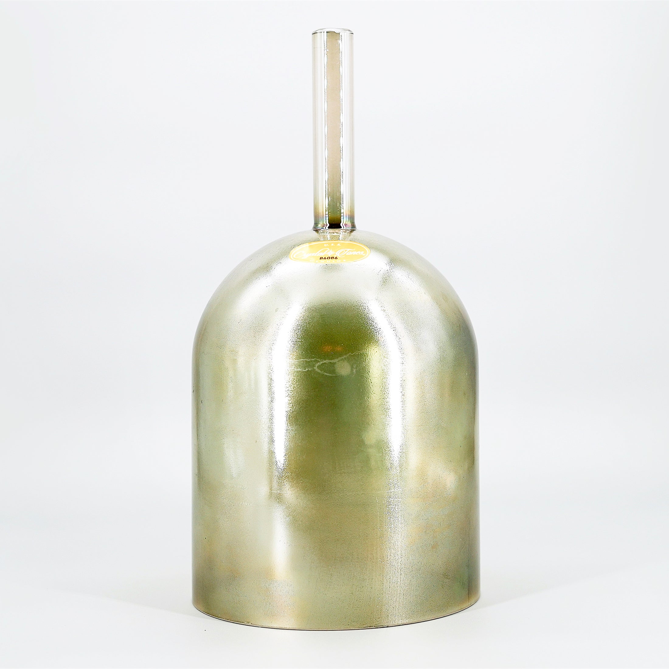 Metallic gold practitioners Crystal sound bowl on a light gray background