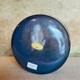 Load image into Gallery viewer, Blue Crystal Sound Bowl with a visible Crystal Tones brand label on a textured surface
