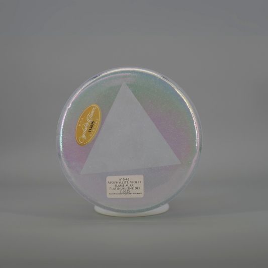 Apophyllite Violet Flame Aura Platinum (Inside) Alchemy™ by Crystal Tones® 6" G-40