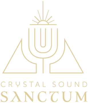 Logo of Crystal Sound Sanctum with a stylized chalice design on a white background