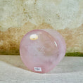 Load image into Gallery viewer, Pink crystal sound bowl with geometric design on a textured surface
